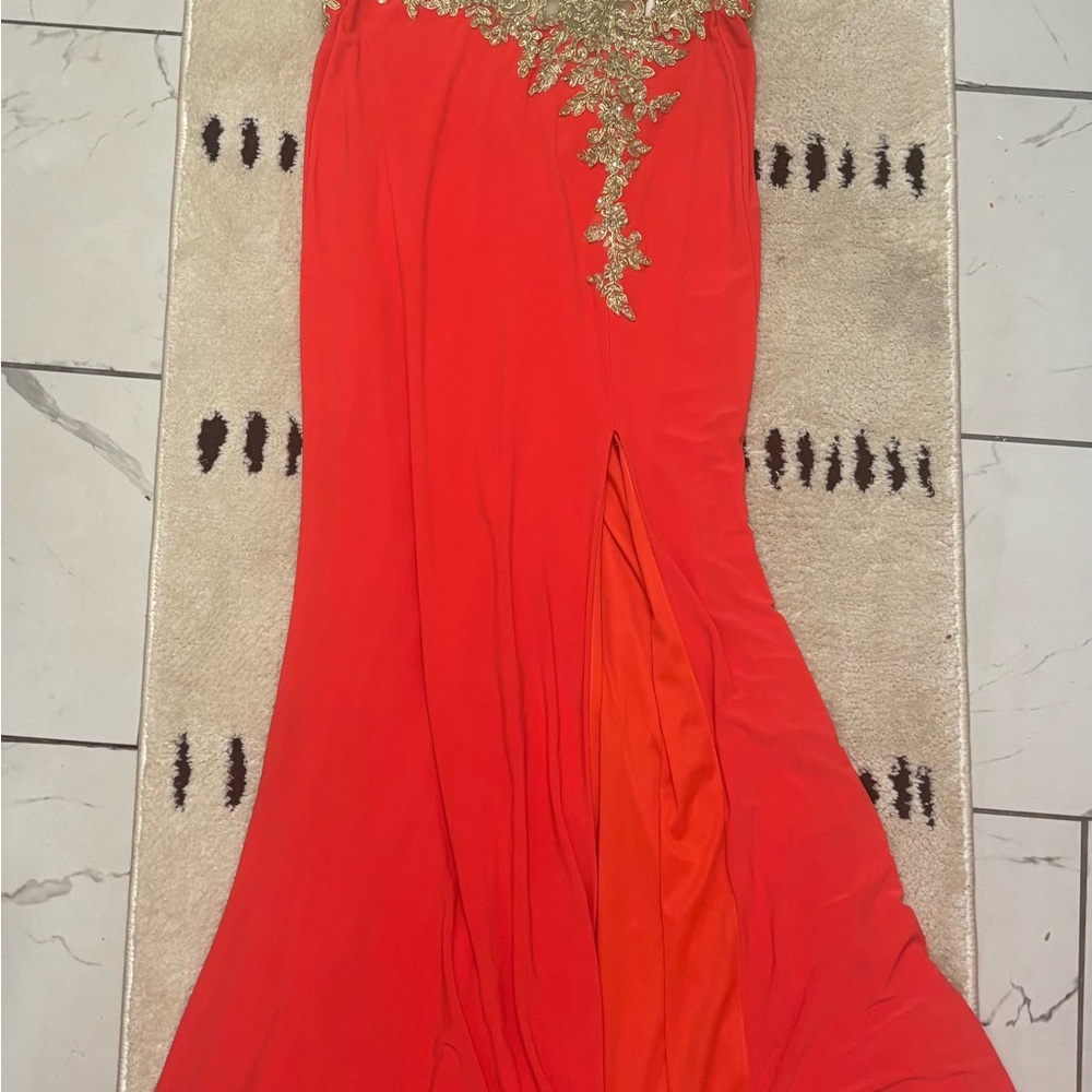 Elegant Gown with Gold Embellishments prom dress camille la vie dress 0p